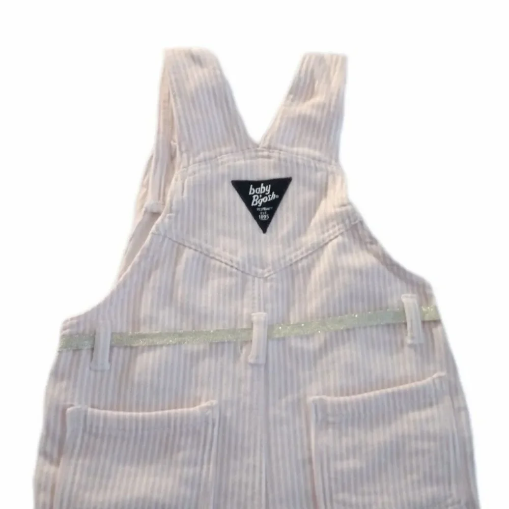 Oshkosh Pink Striped Overall Pants sz 24M Girls